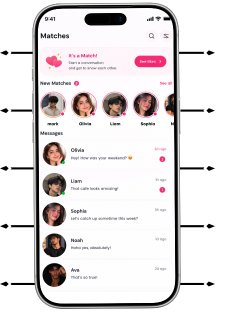 Dating app matches screen